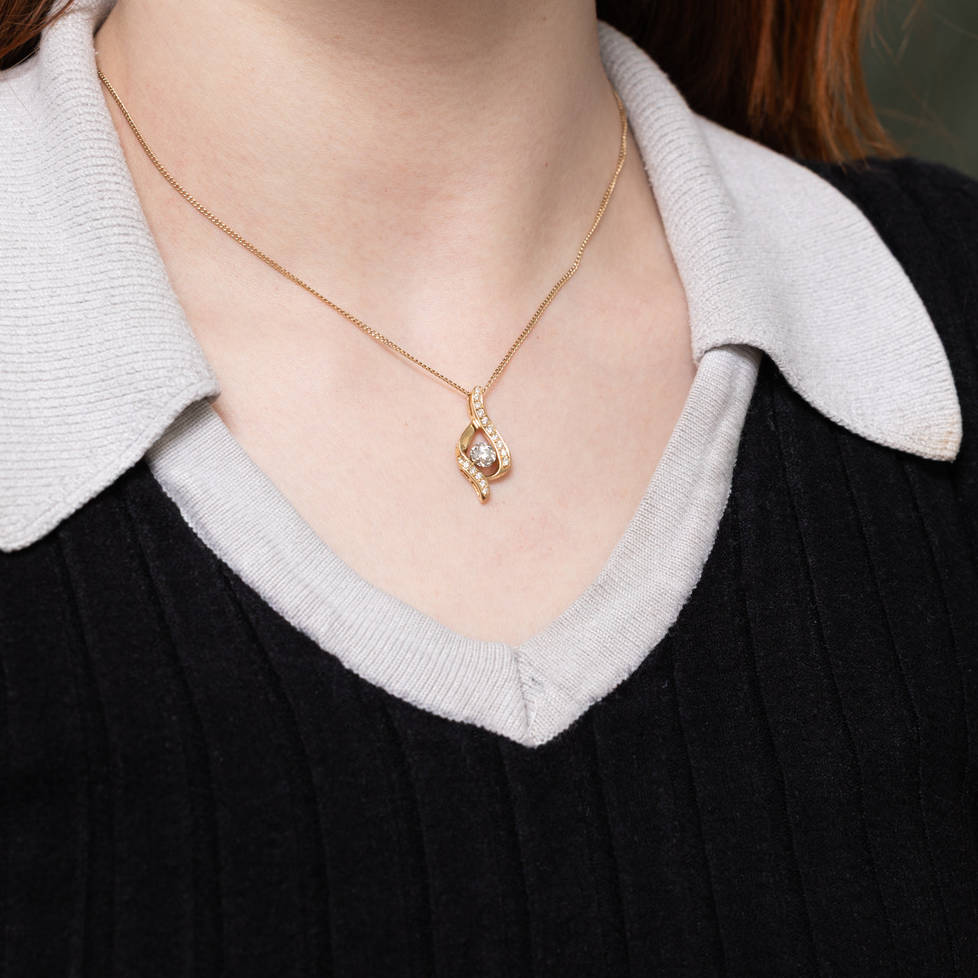 14k Diamond Abstract Pendant | 0.29ctw