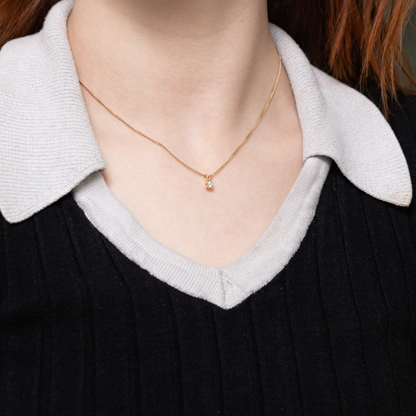 10k Solitaire Diamond Pendant | 0.16ctw