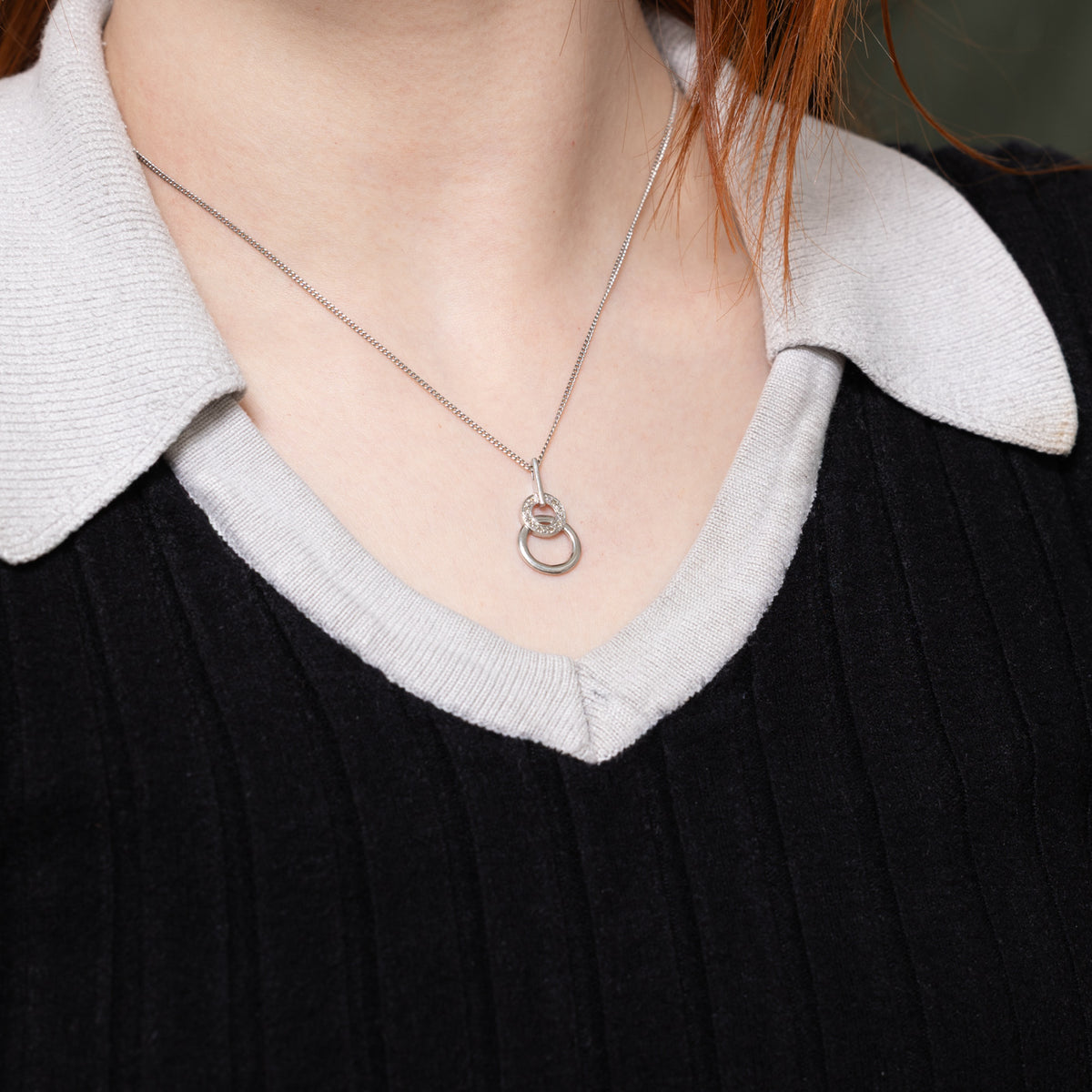 10k Diamond Circular Drop Pendant | 0.02ctw
