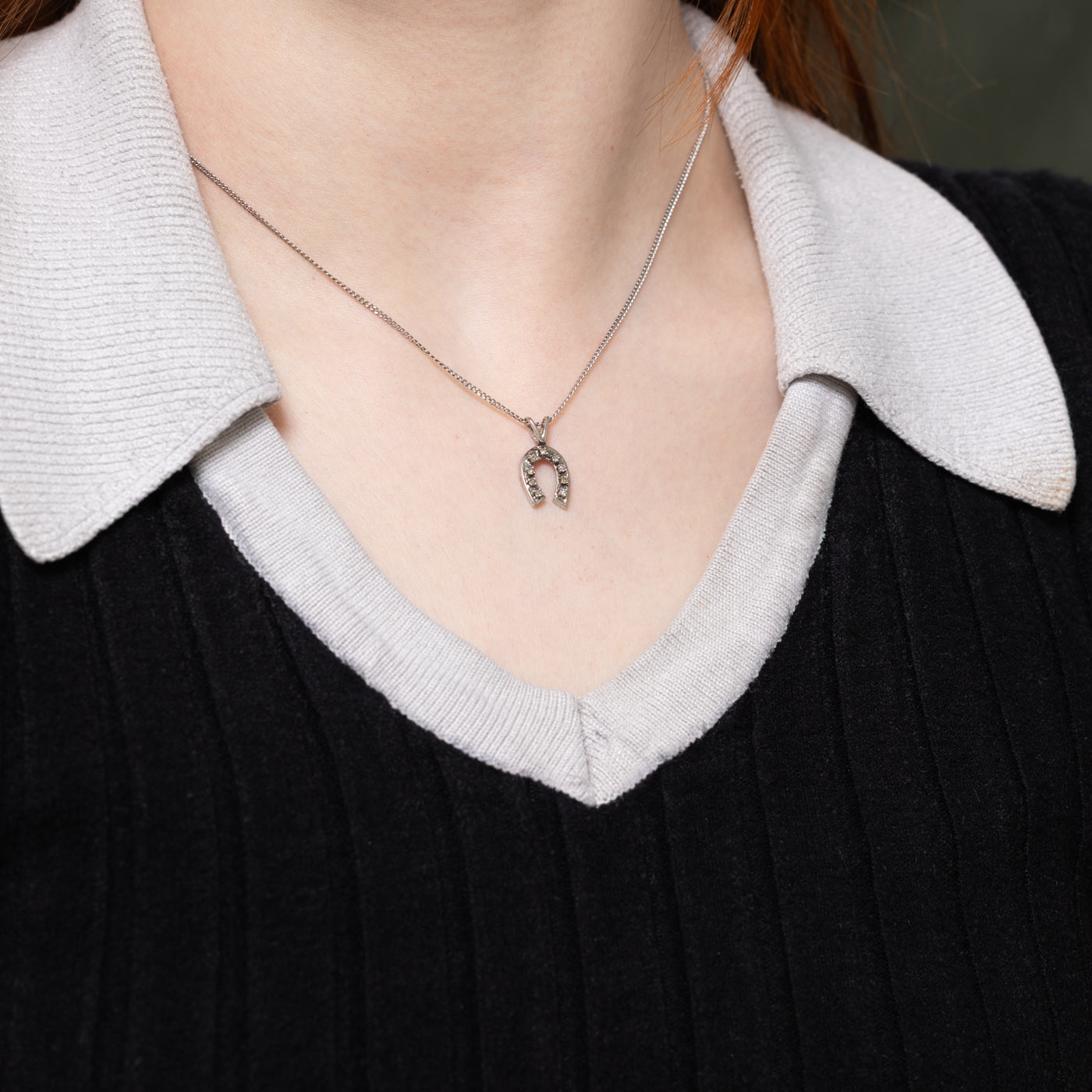 10k Diamond Horseshoe Pendant | 0.08ctw