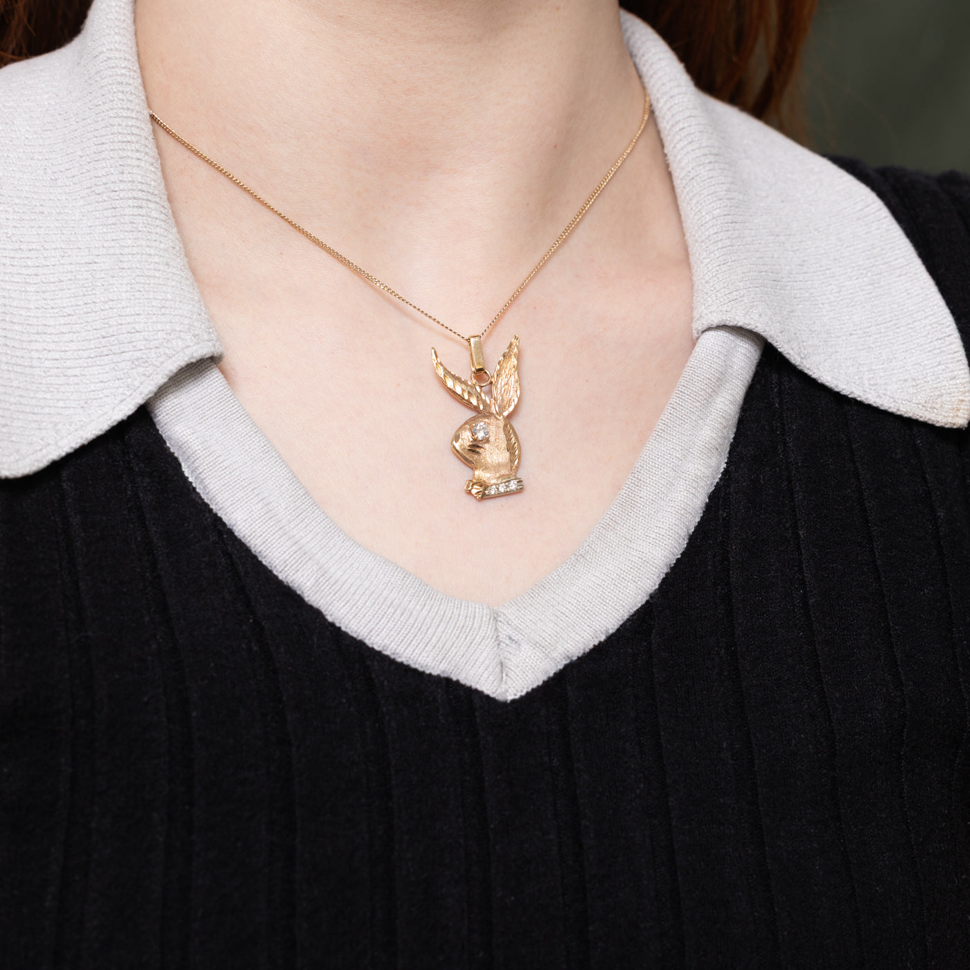 10k Diamond Playboy Bunny Pendant | 0.27ctw