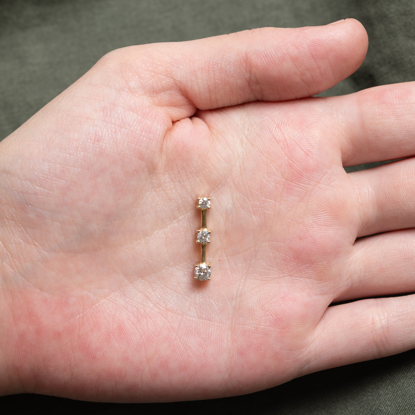 14k Three Stone Diamond Drop Pendant | 0.46ctw
