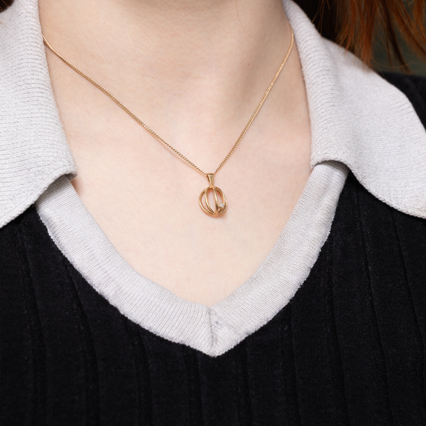 18k Diamond Circle Cage Pendant | 0.02ctw