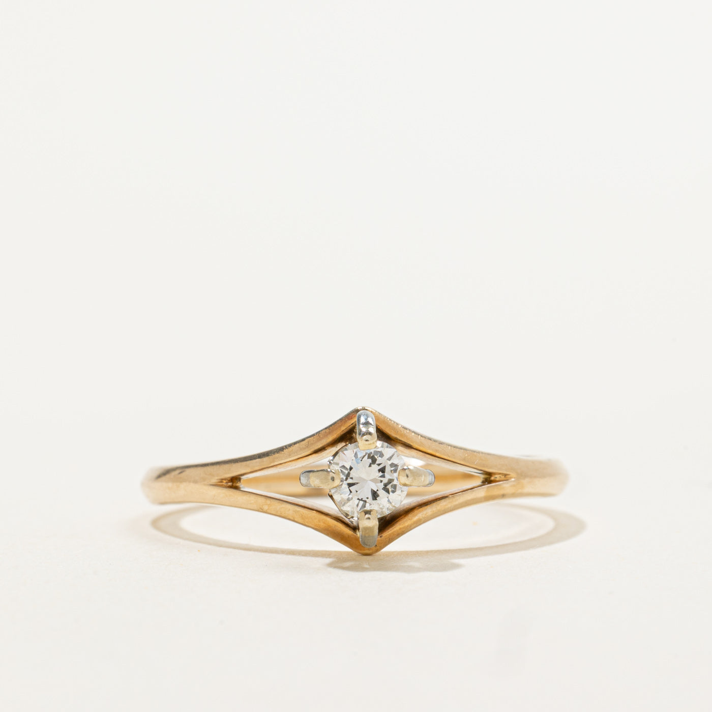 14k Solitaire Diamond Rhombus Ring | 0.20ct | SZ 9