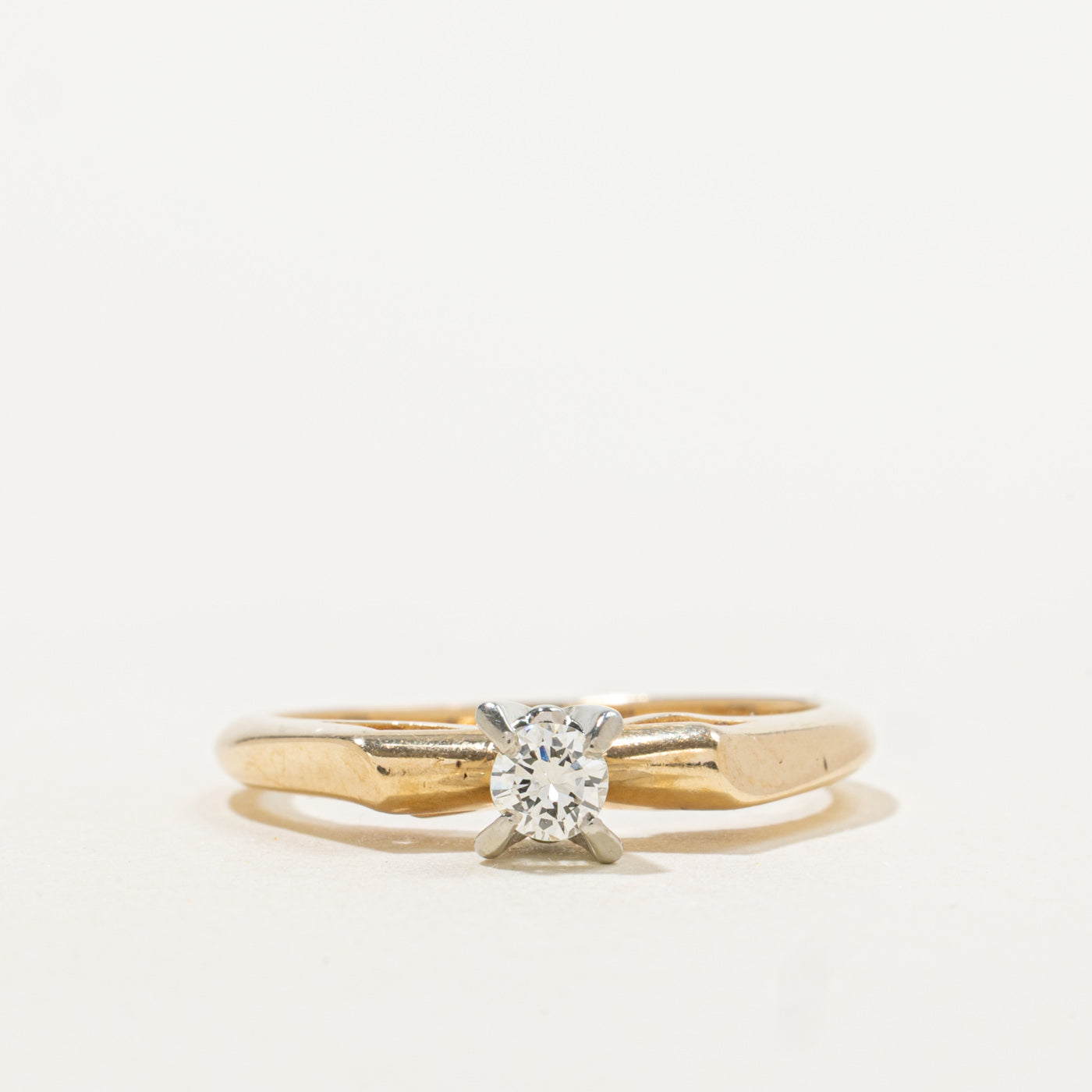 14k Solitaire High Set Diamond Ring | 0.15ct | SZ 6.5