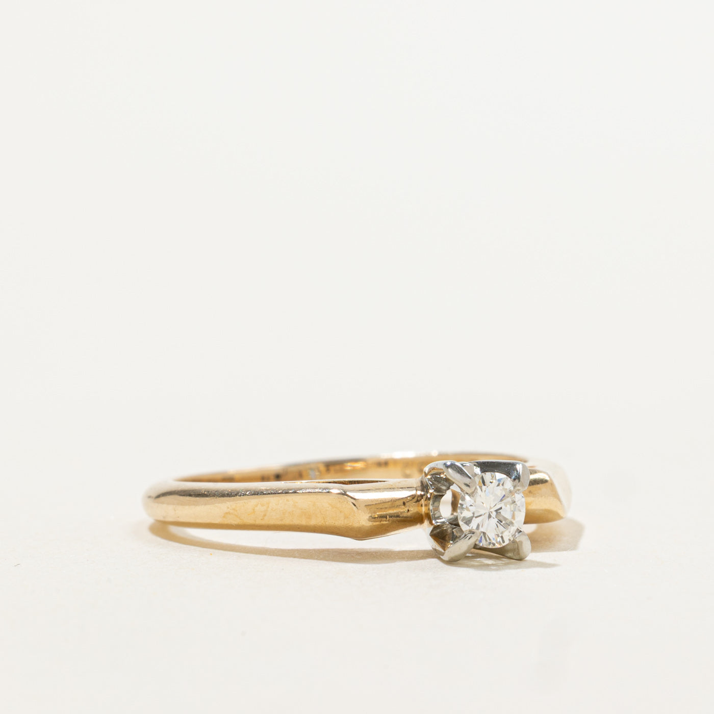 14k Solitaire High Set Diamond Ring | 0.15ct | SZ 6.5