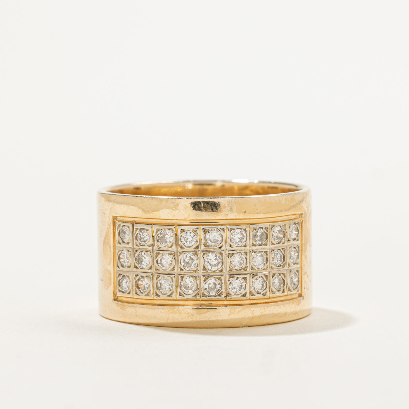 14k Diamond Grid Cigar Band | 0.75ctw | 13.90mm | SZ 11.5