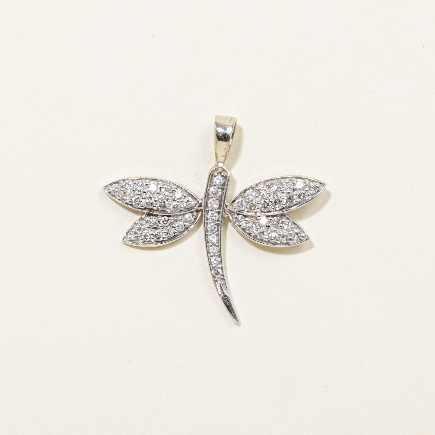 14k Diamond Dragonfly Pendant | 0.46ctw
