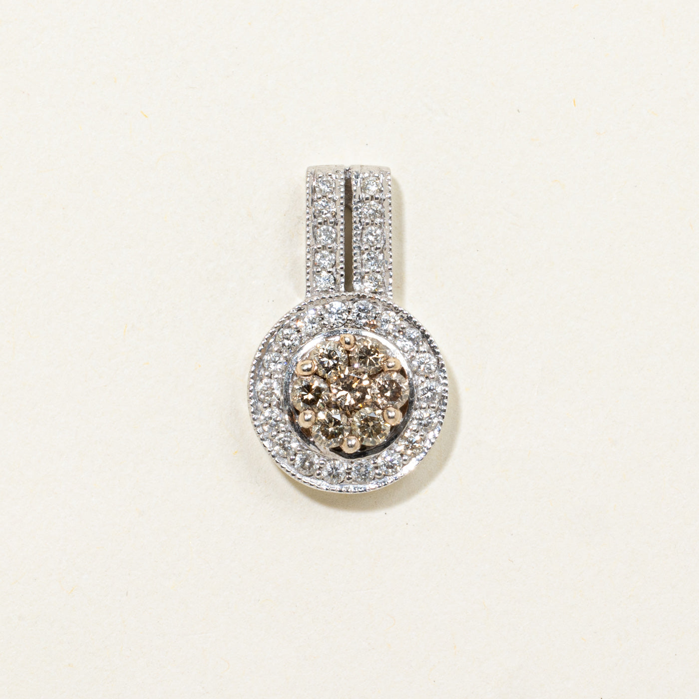 14k Brown & White Diamond Cluster Pendant | 0.42ctw