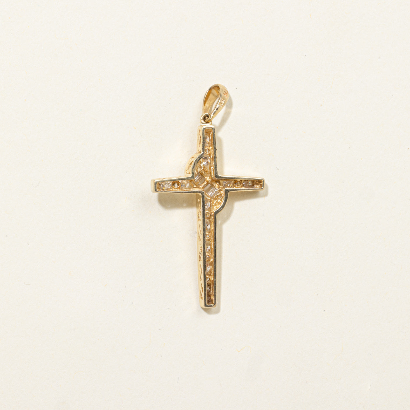 14k Channel Set Diamond Cross Pendant | 0.22ctw