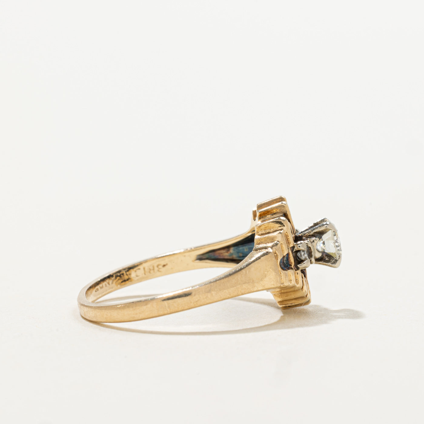 14k Diamond Openwork Grooved Ring | 0.23ctw | SZ 5.75