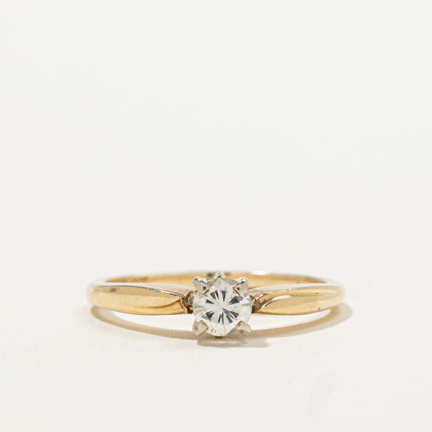14k Solitaire Diamond Reverse Tapered Ring | 0.22ct | SZ 5
