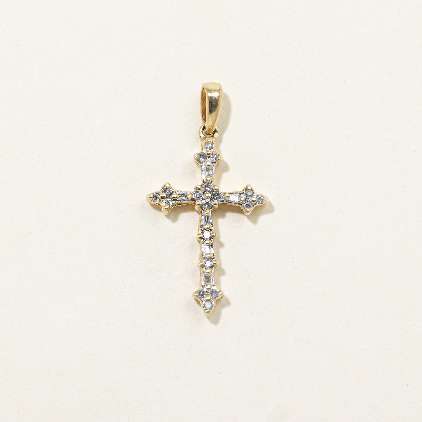 10k Multi Cut Diamond Cross Pendant | 0.03ctw