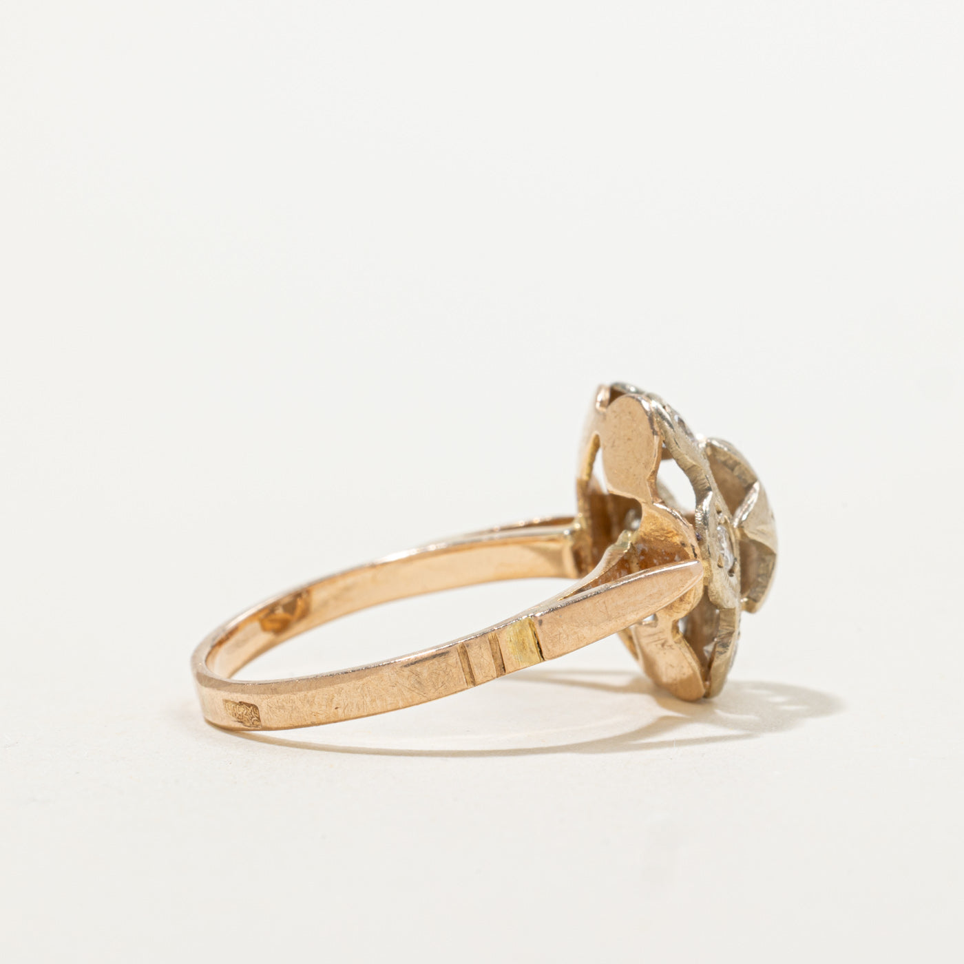 14k Diamond Accented Engraved Floral Ring | 0.35ctw | SZ 7