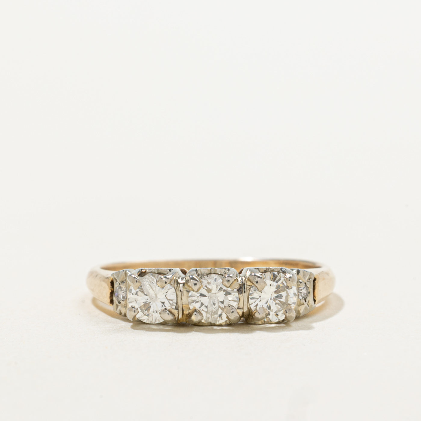14k Three Stone Diamond Accented Ring | 0.51ctw | SZ 5.75