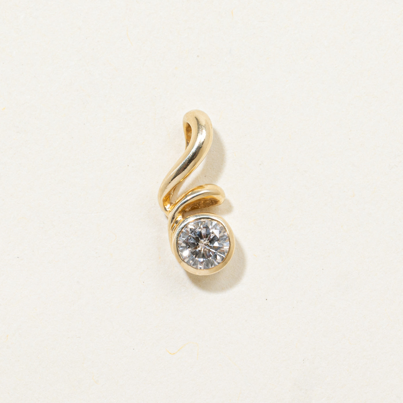 14k Bezel Set Diamond Swirl Pendant | 0.22ct