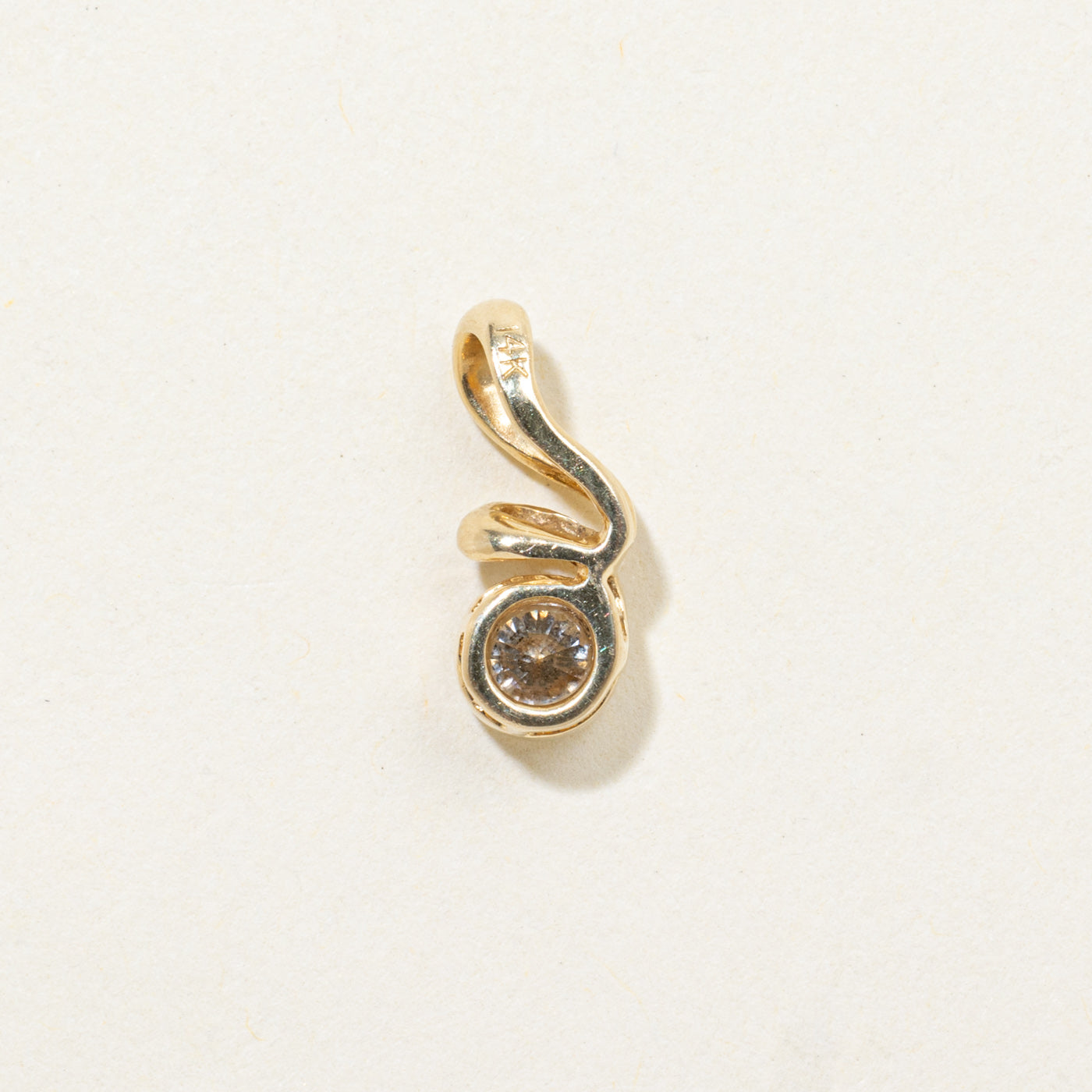 14k Bezel Set Diamond Swirl Pendant | 0.22ct