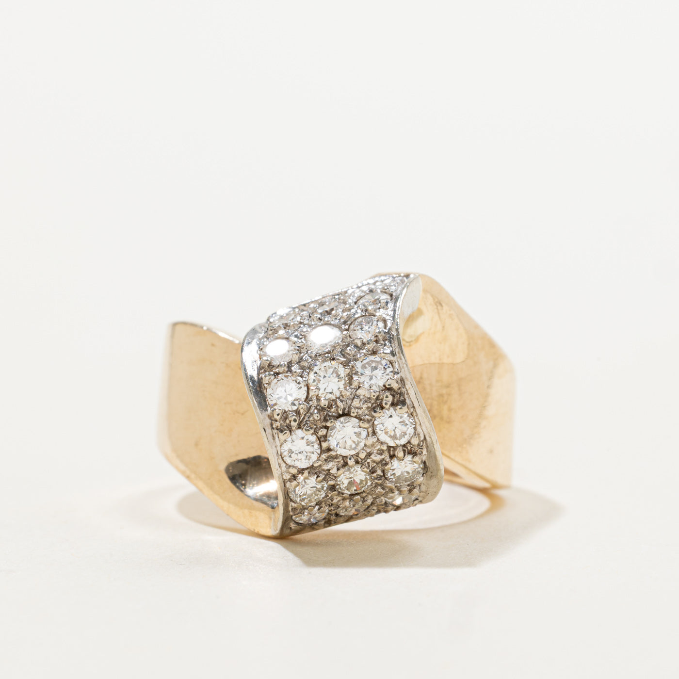 14k Pave Set Diamond Twisted Cocktail Ring | 0.72ctw | SZ 6.75
