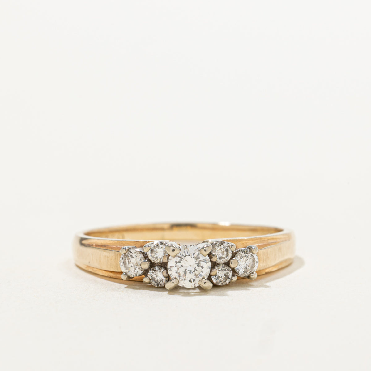 14k Yellow Gold Diamond Cluster Accented Ring | 0.47ctw | SZ 9.5