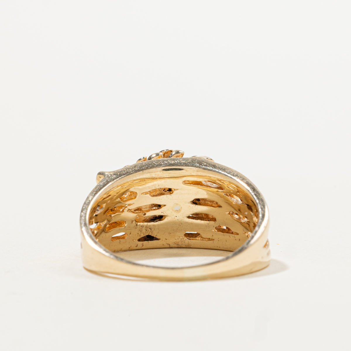 14k Solitaire Diamond Textured Swirl Ring | 0.25ct VS2 G | SZ 7.5
