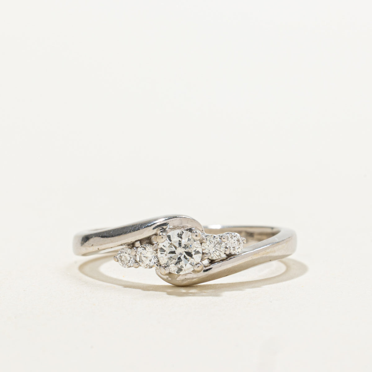 14k White Gold Diamond Accented Bypass Ring | 0.32ctw | SZ 4.75
