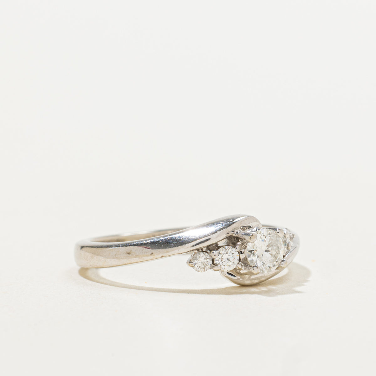 14k White Gold Diamond Accented Bypass Ring | 0.32ctw | SZ 4.75