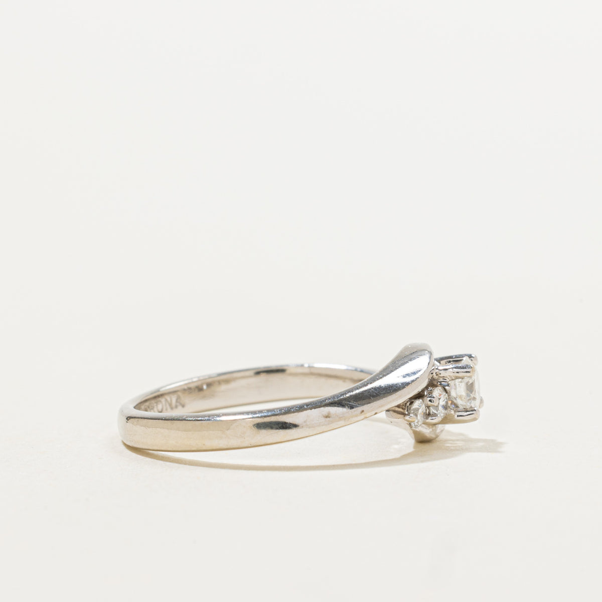 14k White Gold Diamond Accented Bypass Ring | 0.32ctw | SZ 4.75