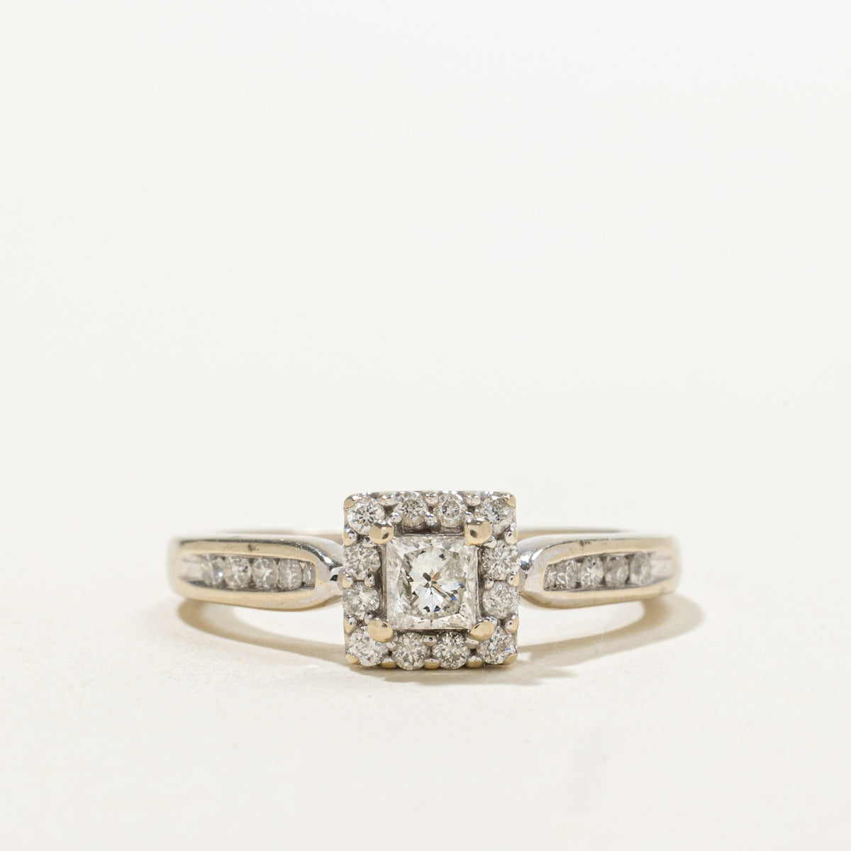 14k Princess Cut Diamond Halo Engagement Ring | 0.48ctw | SZ 6.25