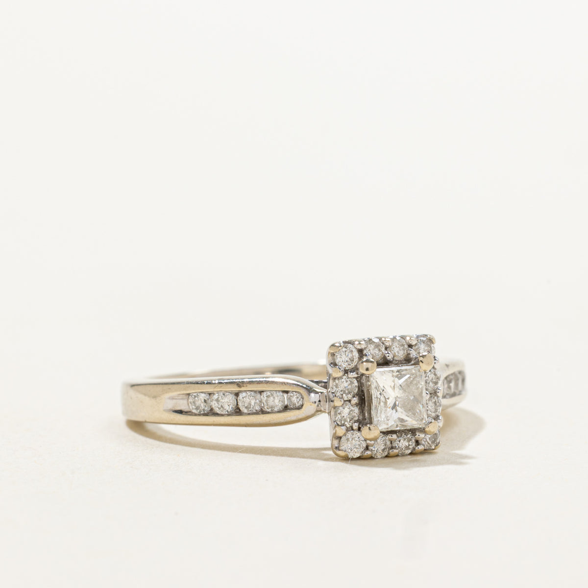 14k Princess Cut Diamond Halo Engagement Ring | 0.48ctw | SZ 6.25