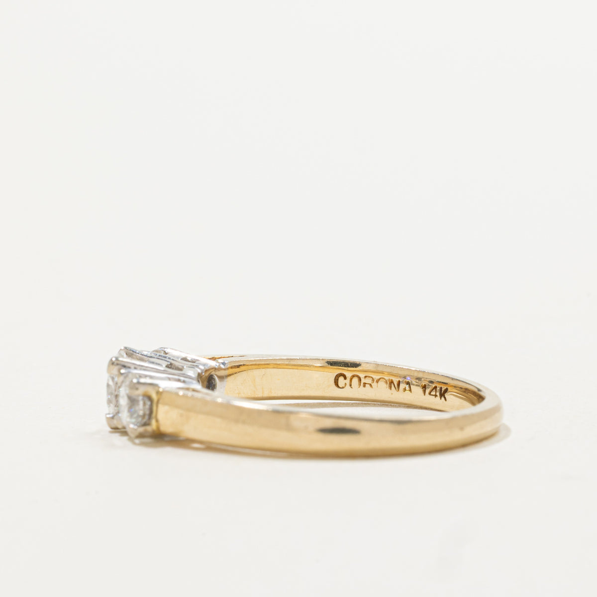 14k Three Stone Diamond Engagement Ring | 0.66ctw | SZ 5.75