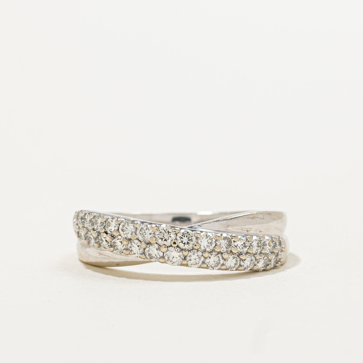 14k Multi Row Semi Eternity Diamond Crossover Ring | 0.56ctw | SZ 7