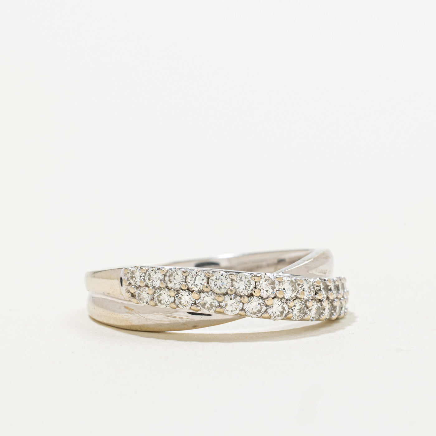 14k Multi Row Semi Eternity Diamond Crossover Ring | 0.56ctw | SZ 7