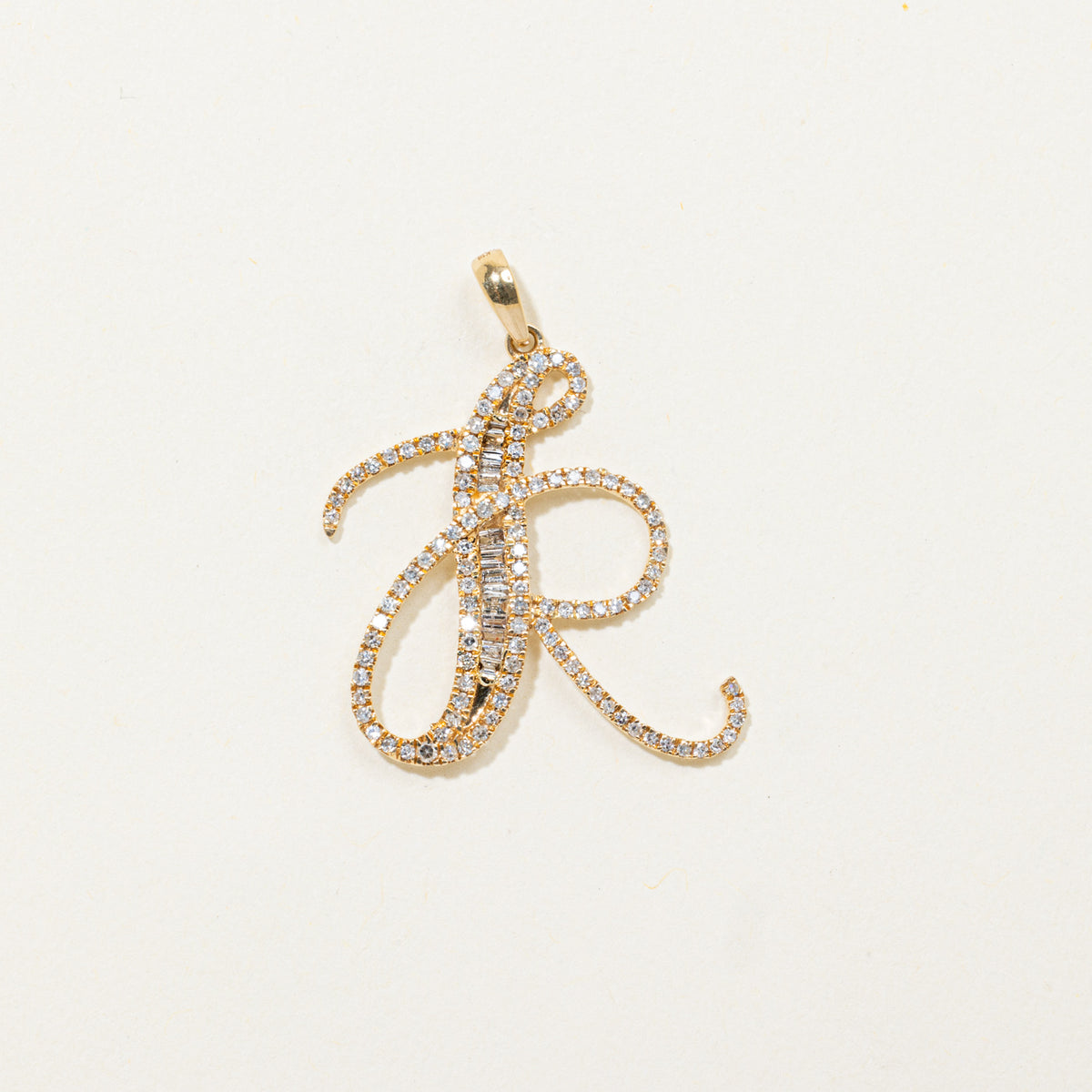18k Diamond "K" Initial Pendant | 0.17ctw