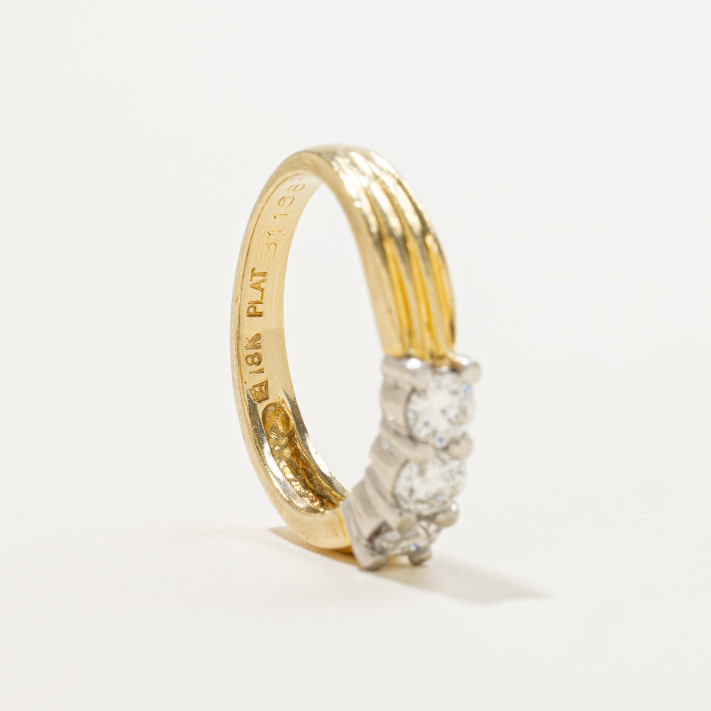 Three Stone Diamond Grooved Ring | 0.60ctw | SZ 6.5