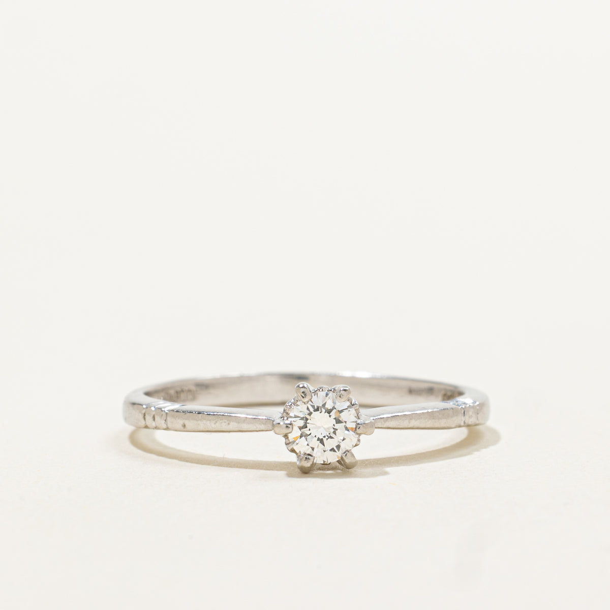 Platinum Solitaire Diamond Reverse Tapered Ring | 0.20ct VS2 F VG | SZ 6.25