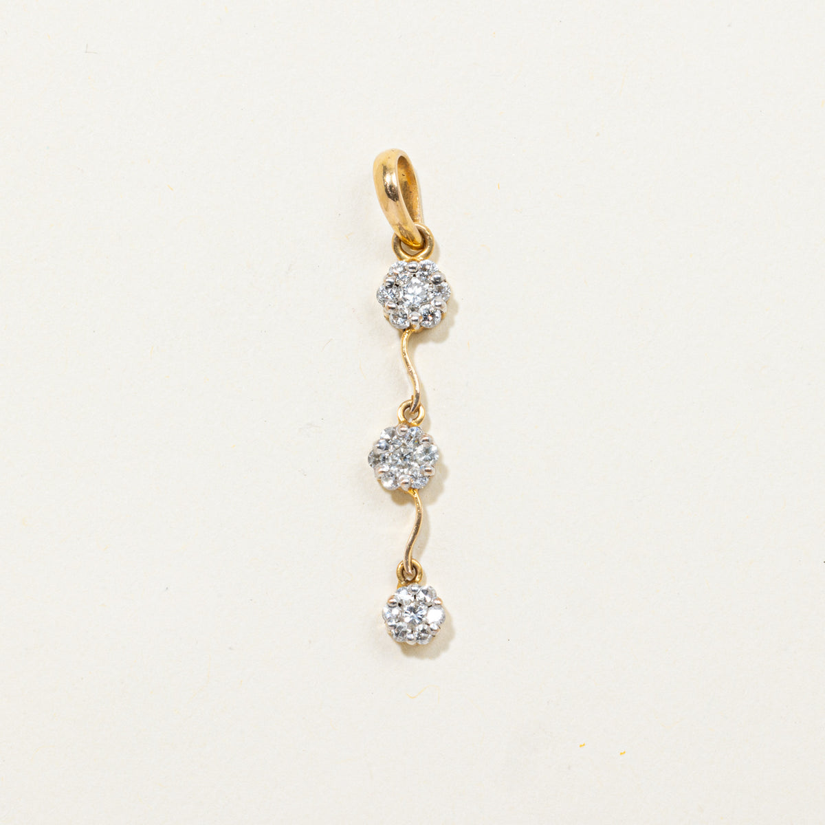 18k Diamond Triple Cluster Drop Pendant | 0.40ctw