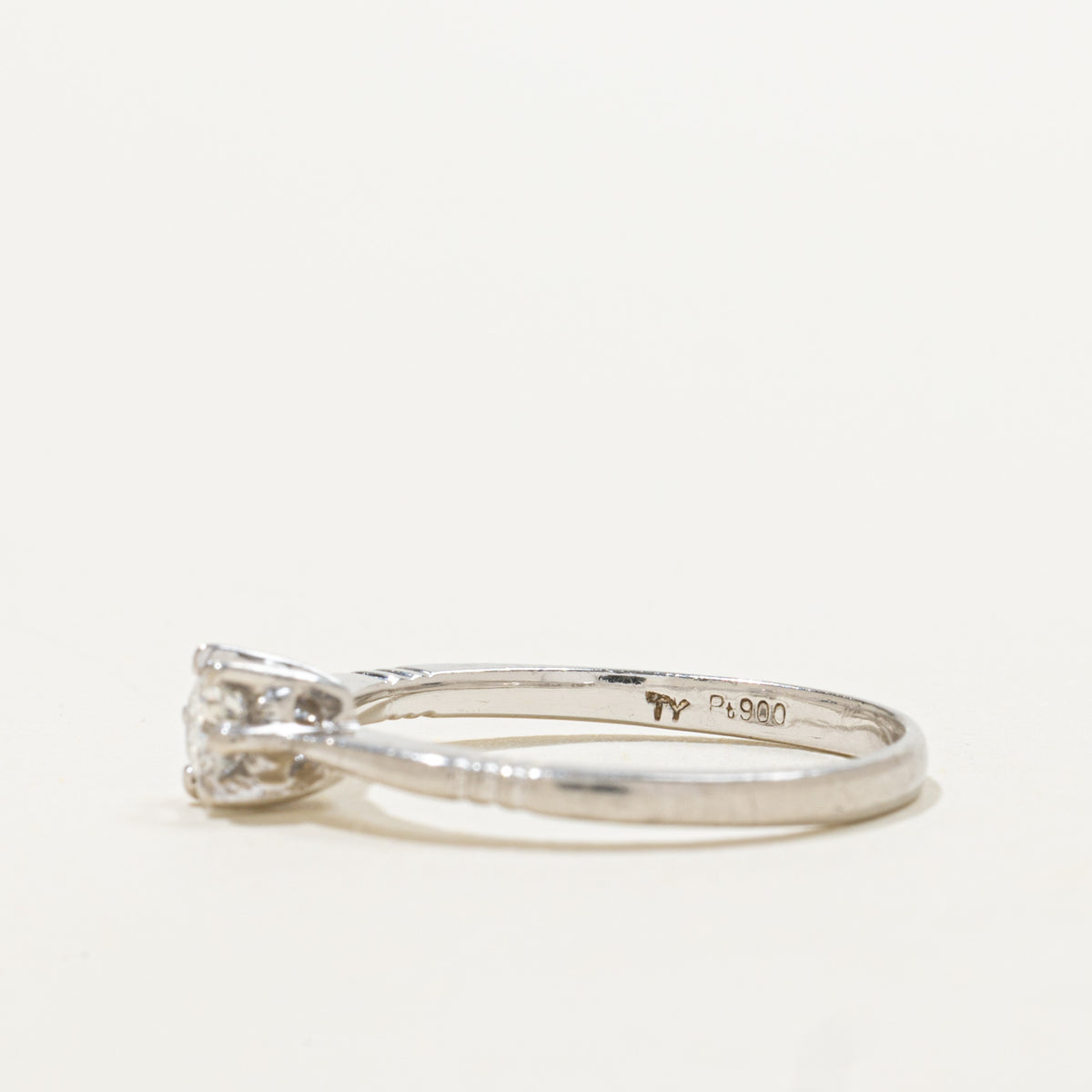 Platinum Solitaire Diamond Reverse Tapered Ring | 0.20ct VS2 F VG | SZ 6.25