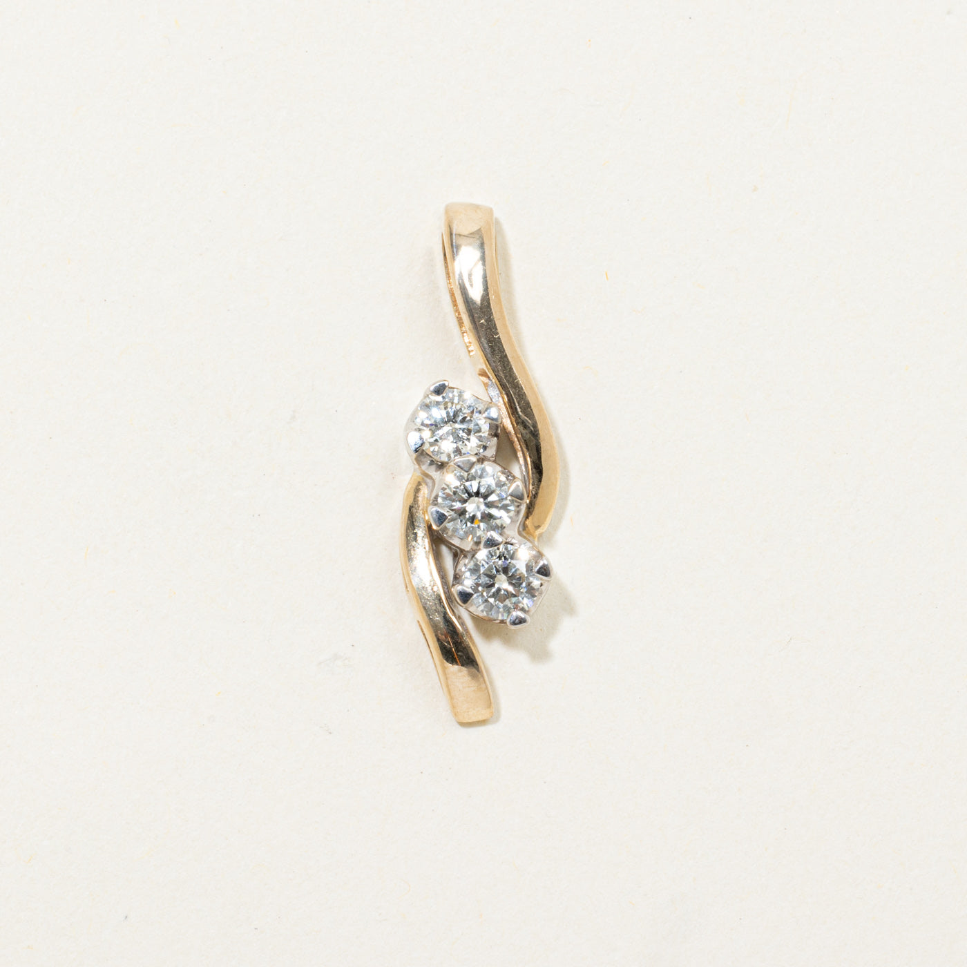 14k Three Stone Diamond Bypass Pendant | 0.50ctw