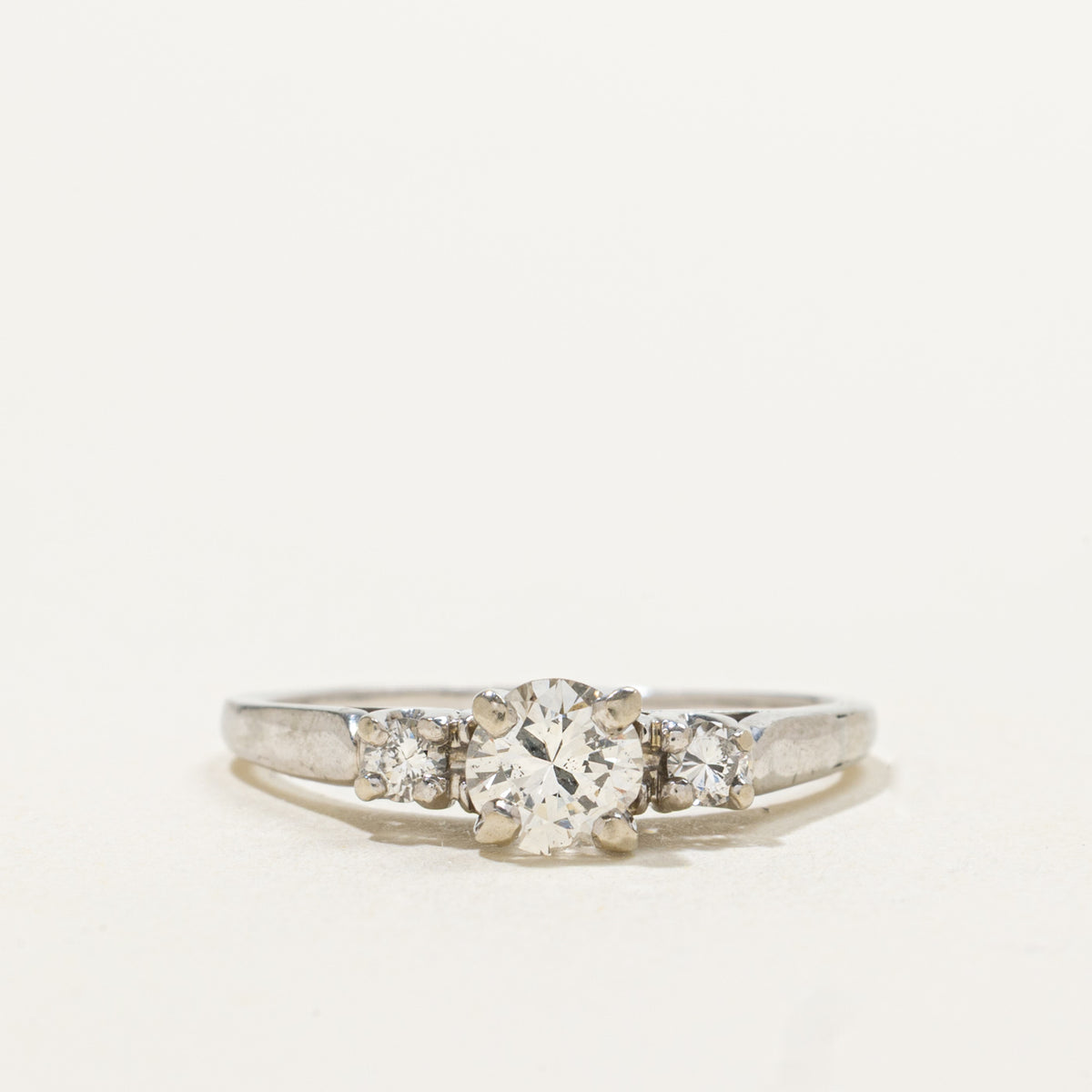 18k White Gold Diamond Accented Ring | 0.48ct SI2 H, 0.10ctw | SZ 6.75