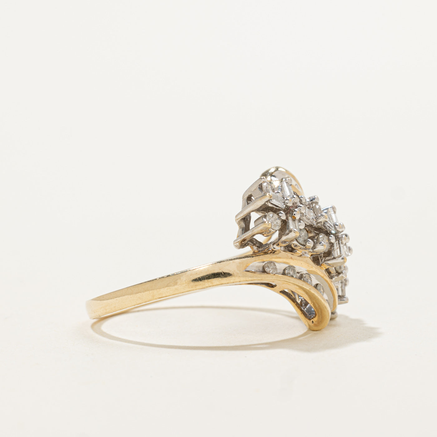10k Diamond Multi Floral Cluster Bypass Ring | 0.55ctw | SZ 8.75
