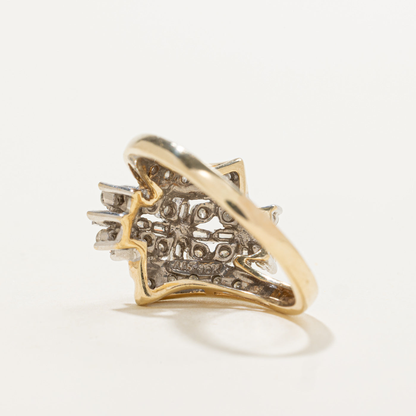 10k Diamond Multi Floral Cluster Bypass Ring | 0.55ctw | SZ 8.75