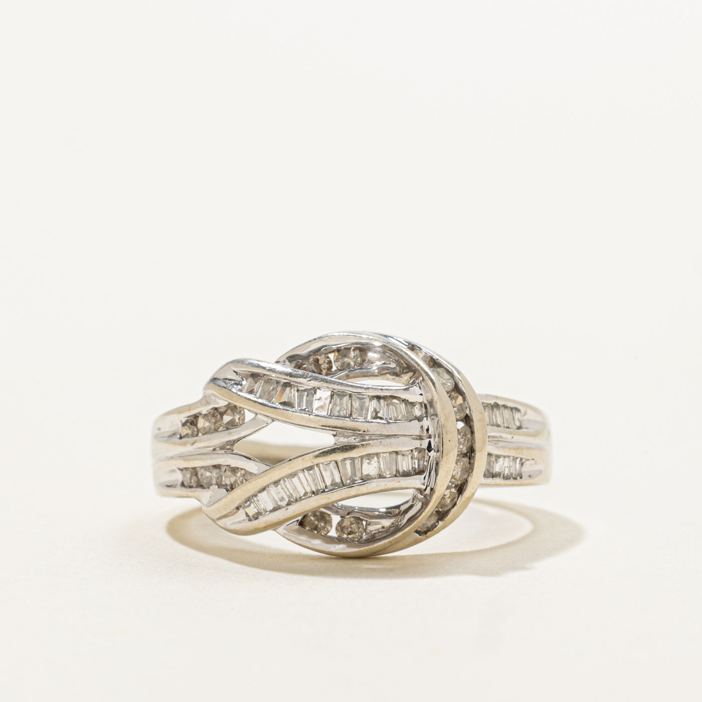10k Channel Set Diamond Double Crossover Ring | 0.30ctw | SZ 5