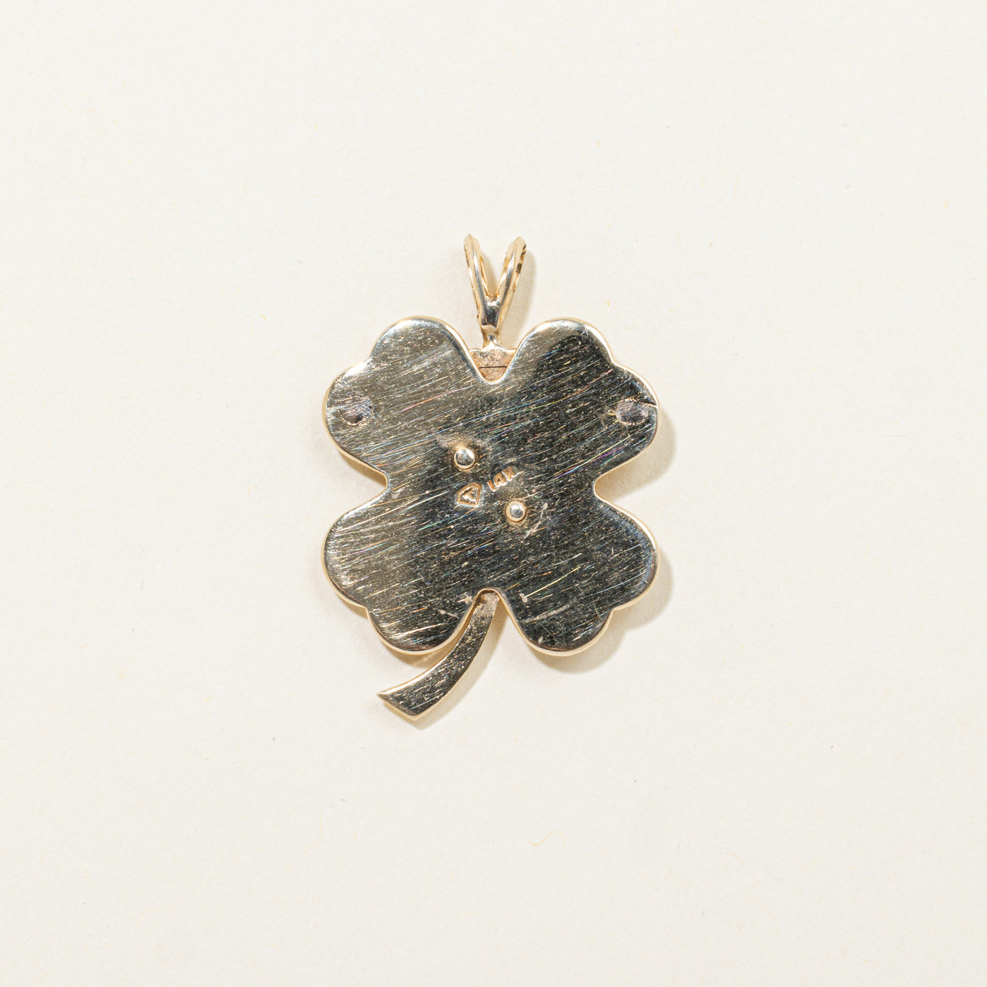 14k Diamond Textured Clover Pendant | 0.12ctw