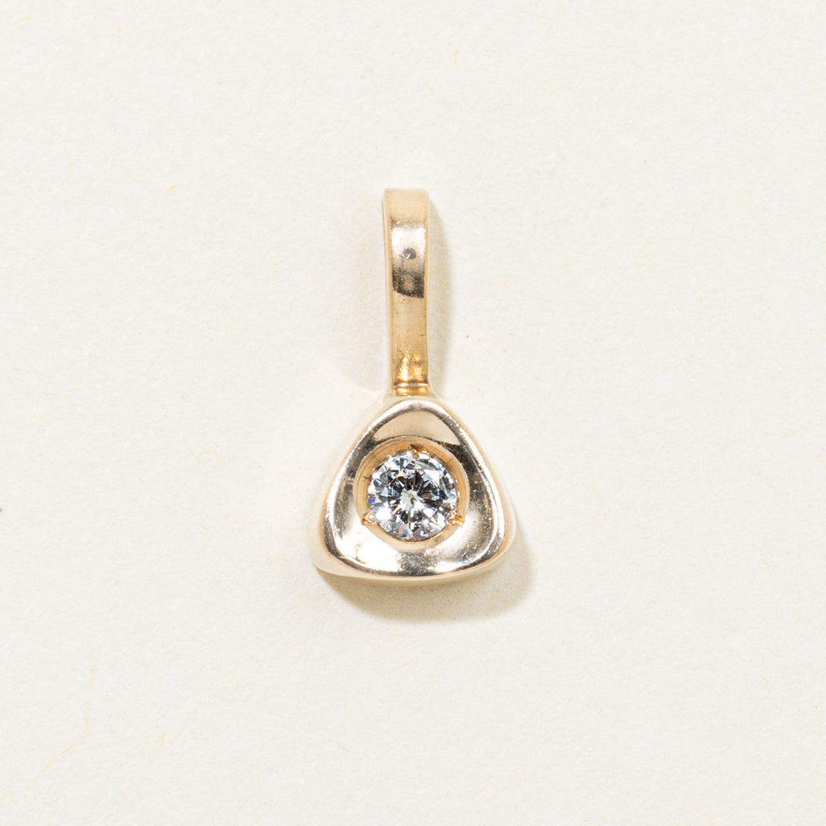 14k Round Brilliant Diamond Geometric Drop Pendant | 0.07ctw