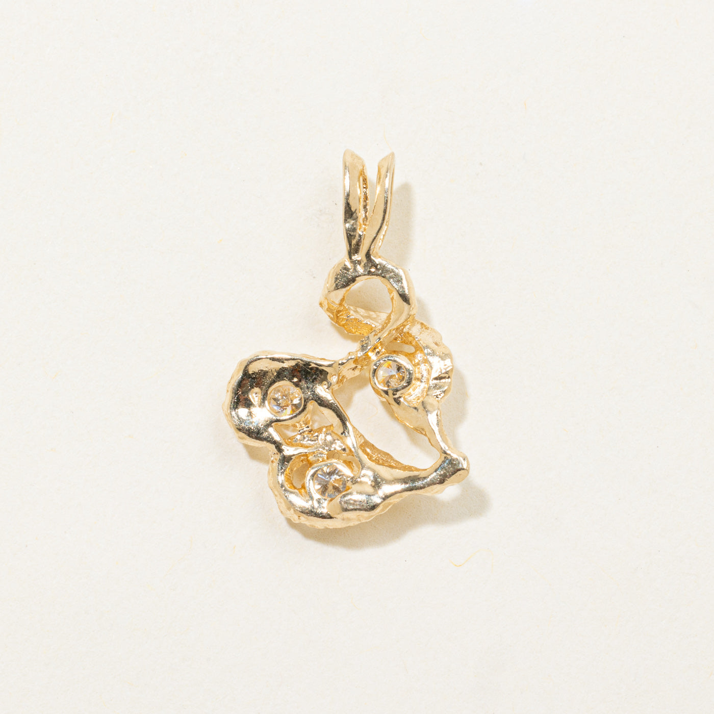 14k Diamond Nuggety Abstract Pendant | 0.18ctw