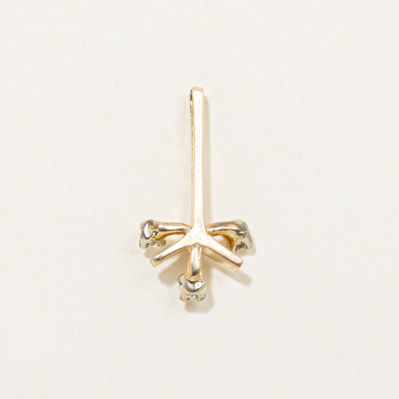 14k Three Stone Diamond Branch Pendant | 0.06ctw