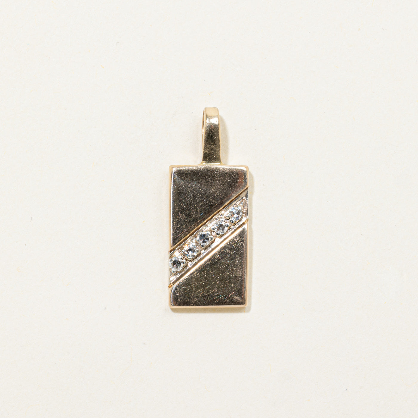 14k Diagonal Diamond Tag Pendant | 0.07ctw