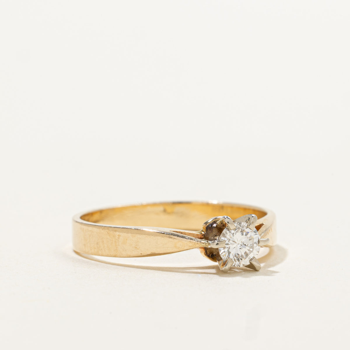 14k Solitaire Diamond Reverse Tapered Ring | 0.24ct | SZ 6.5