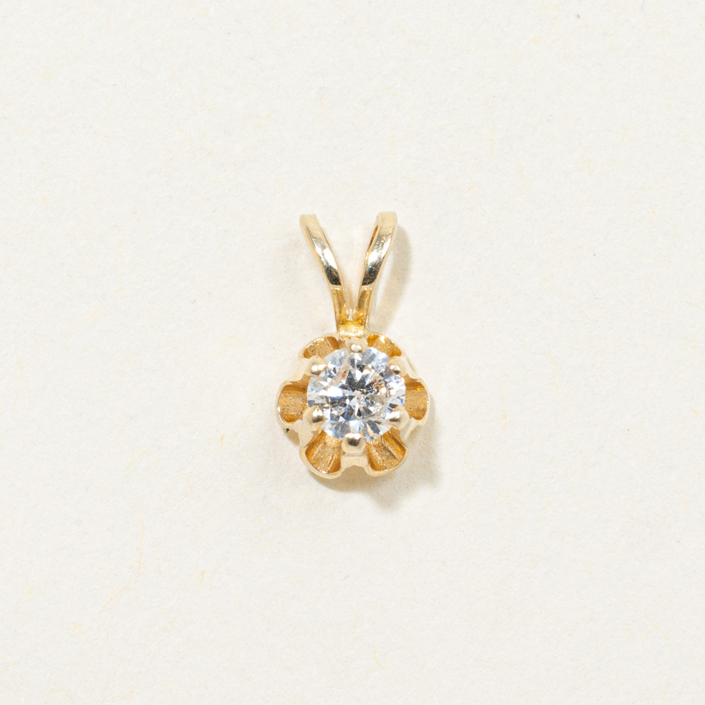 14k Solitaire Belcher Set Diamond Pendant | 0.18ct