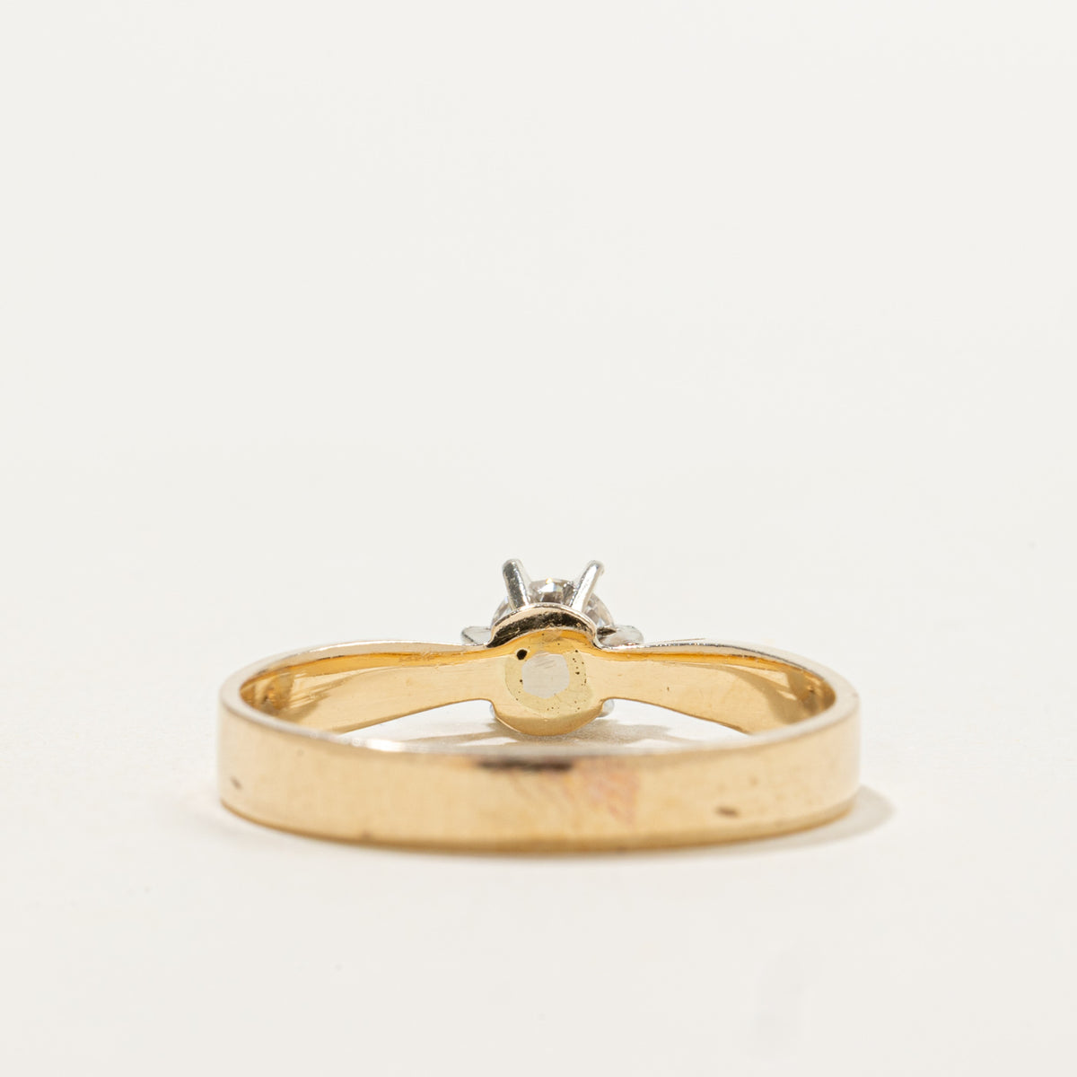 14k Solitaire Diamond Reverse Tapered Ring | 0.24ct | SZ 6.5